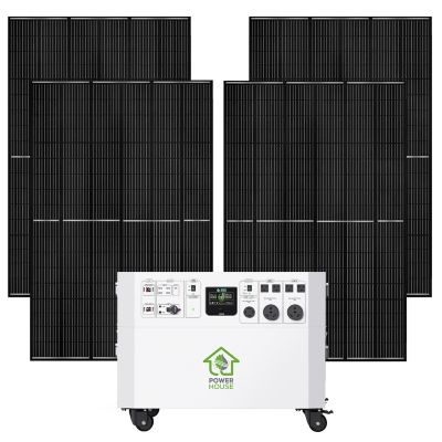 Nature's Generator Powerhouse Gold Plus 7,200-Watt Electric Switch Solar Generator with (4) 410W Panels & Wheels