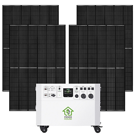 Nature's Generator Powerhouse Gold Plus 7,200-Watt Electric Switch Solar Generator with (4) 410W Panels & Wheels
