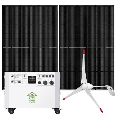 Nature's Generator Powerhouse Gold We 7,200-Watt Electric Switch Solar Generator with (2) 410W Panels, (1) Wind Turbine & Wheels