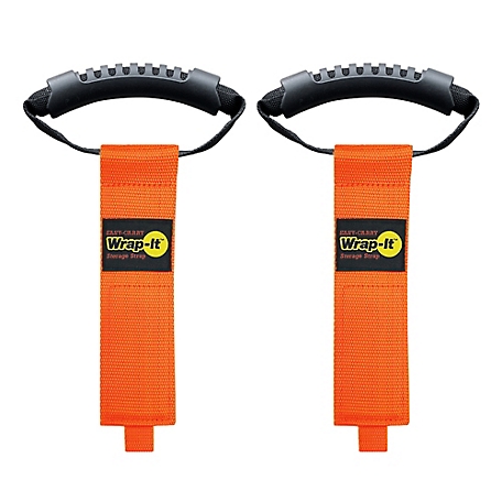 Wrap-It Easy-Carry Storage Straps - 17" (2-Pack) Orange - Hook & Loop Carrying Strap with Handle