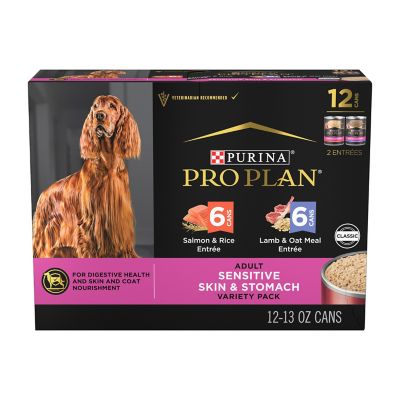 Purina Pro Plan Sensitive Skin and Stomach Dog Food Pate Salmon and Rice and Lamb and Oat Meal Wet Dog Food Variety Pack -  38100195029