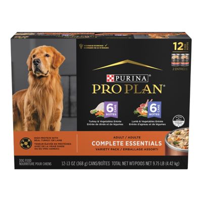 Purina Pro Plan Complete Essentials Lamb & Vegetables/Turkey & Vegetables Slices in Gravy High Protein Wet Dog Food Variety Pack