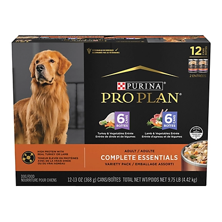 Purina Pro Plan Complete Essentials Lamb /Turkey & Vegetables Slices in Gravy 12ct High Protein Wet Dog Food Variety Pack