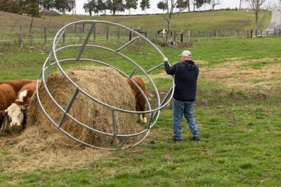 Image showing  1-Round Bale Heavy-Duty Livestock Hay Bale Feeder, 8 ft.