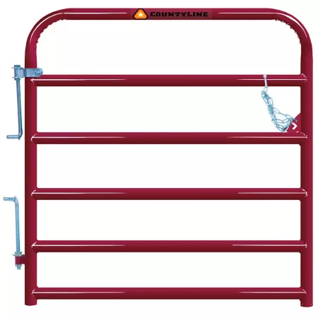 CountyLine 4' 6 Bar Heavy Duty Tubular Gate Red Corral Panels & Gates