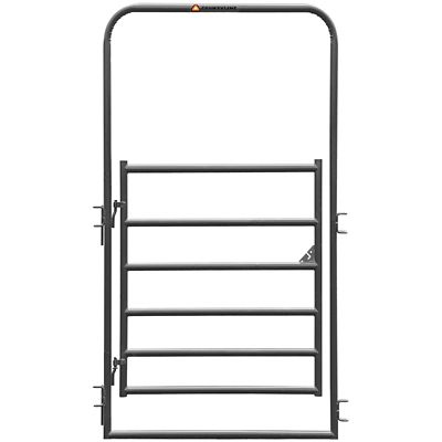 CountyLine 4 ft. x 8 ft. 6-Bar Corral Walk Through with 8 ft. Tall Frame, 1-3/4 in. Tube, Gray