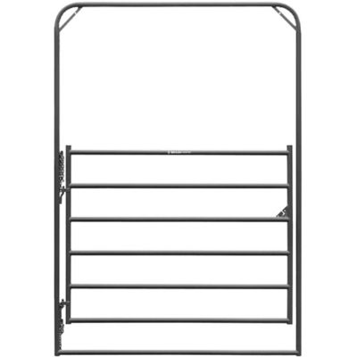 Behlen Country 6 ft. x 9 ft. 6-Bar Walk-Thru Equine Corral Panel with 5 ft. Tall Gate, Gray