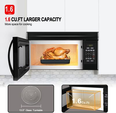 Image showing  1.6 cu. ft. Over-the-Stove Microwave Oven, Black