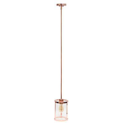 Lalia Home 1 Light Modern Farmhouse Adjustable Hanging Cylindrical Clear Glass Pendant Fixture with Metal Accents, LHP-3002-RG