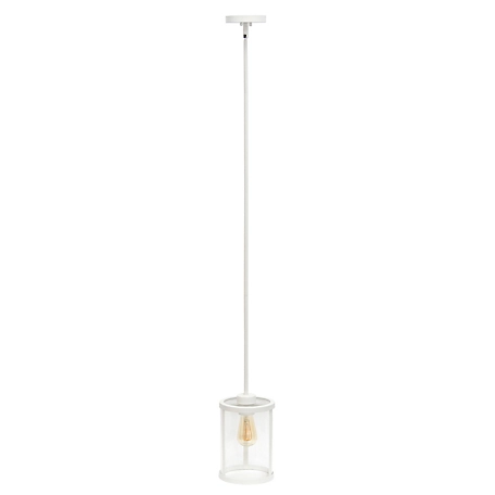 Lalia Home 1 Light Modern Farmhouse Adjustable Hanging Cylindrical Clear Glass Pendant Fixture with Metal Accents, LHP-3002-WH