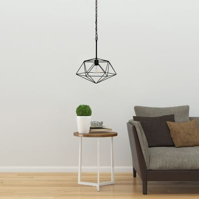 Lalia Home 1-Light Modern Metal Wire Paragon Hanging Ceiling Pendant Light, Black