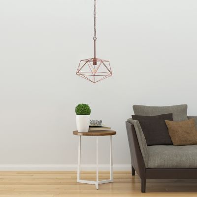 Lalia Home 1-Light Modern Metal Wire Paragon Hanging Ceiling Pendant Light, Rose Gold