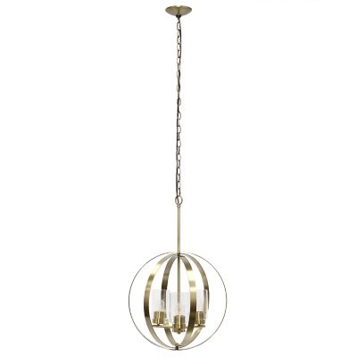 Lalia Home 3 Light Adjustable Industrial Globe Hanging Metal and Glass Ceiling Pendant, LHP-3010-AB