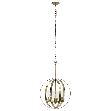 Lalia Home 3 Light Adjustable Industrial Globe Hanging Metal and Glass Ceiling Pendant, LHP-3010-AB