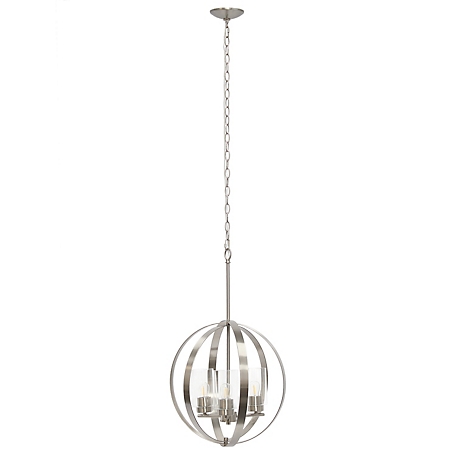 Lalia Home 3 Light Adjustable Industrial Globe Hanging Metal and Glass Ceiling Pendant, LHP-3010-BN