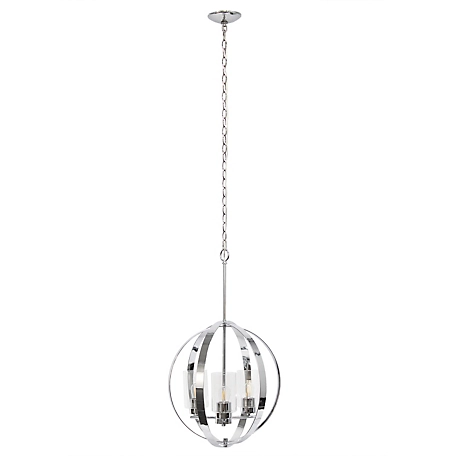 Lalia Home 3 Light Adjustable Industrial Globe Hanging Metal and Glass Ceiling Pendant, LHP-3010-CH