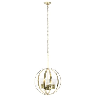 Image showing  3-Light Adjustable Industrial Globe Hanging Metal and Glass Ceiling Pendant Light, Gold