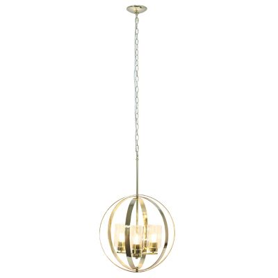 Image showing  3-Light Adjustable Industrial Globe Hanging Metal and Glass Ceiling Pendant Light, Gold