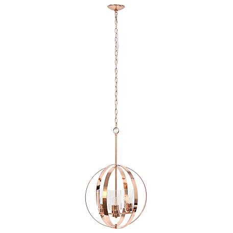 Lalia Home 3 Light Adjustable Industrial Globe Hanging Metal and Glass Ceiling Pendant, LHP-3010-RG