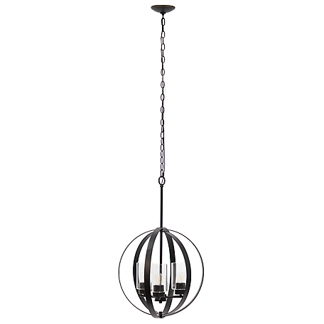 Lalia Home 3 Light Adjustable Industrial Globe Hanging Metal and Glass Ceiling Pendant, LHP-3010-RZ