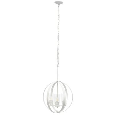 Lalia Home 3 Light Adjustable Industrial Globe Hanging Metal and Glass Ceiling Pendant, LHP-3010-WH