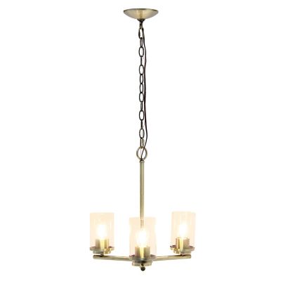 Image showing  3-Light Classic Contemporary Glass and Metal Hanging Pendant Chandelier, Antique Brass