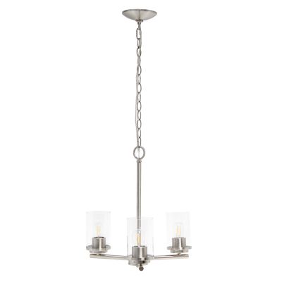 Lalia Home 3-Light Classic Contemporary Glass and Metal Hanging Pendant Chandelier, Brushed Nickel