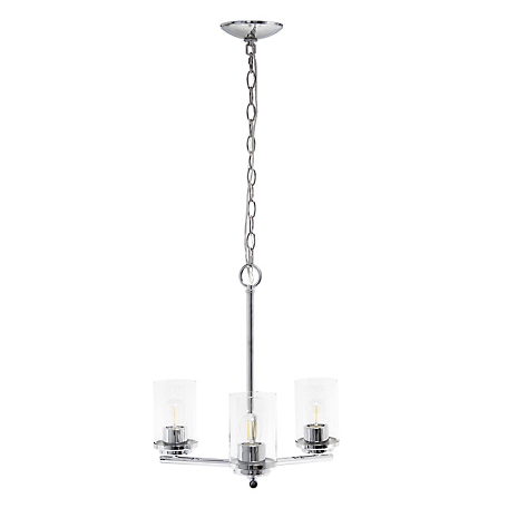 Lalia Home 3 Light Classic Contemporary Glass and Metal Hanging Pendant Chandelier, LHP-3012-CH