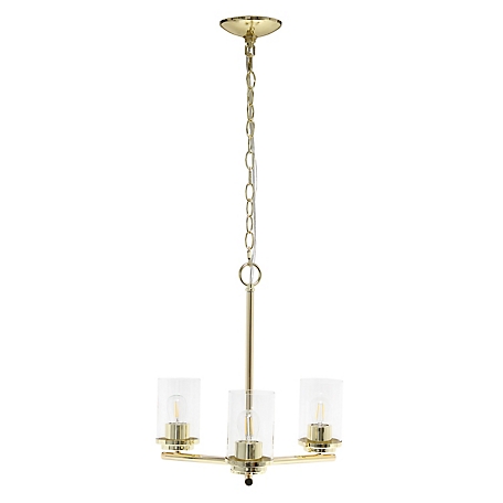 Lalia Home 3 Light Classic Contemporary Glass and Metal Hanging Pendant Chandelier, LHP-3012-GL