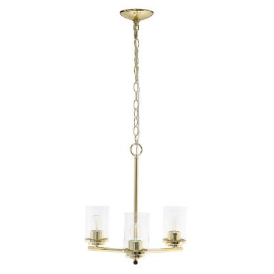 Image showing  3-Light Classic Contemporary Glass and Metal Hanging Pendant Chandelier, Gold