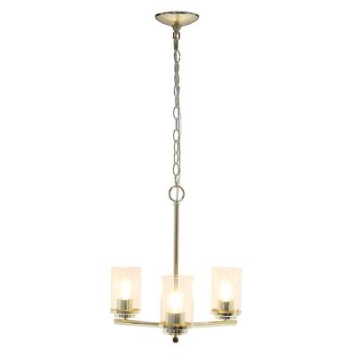Image showing  3-Light Classic Contemporary Glass and Metal Hanging Pendant Chandelier, Gold