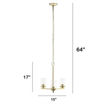 Image showing  3-Light Classic Contemporary Glass and Metal Hanging Pendant Chandelier, Gold