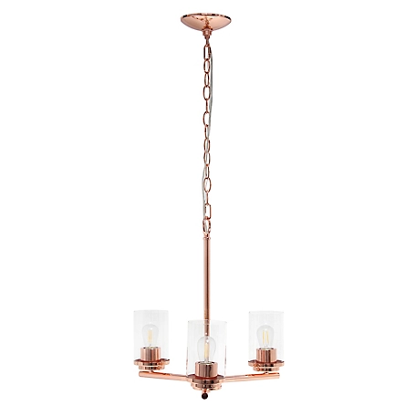 Lalia Home 3 Light Classic Contemporary Glass and Metal Hanging Pendant Chandelier, LHP-3012-RG