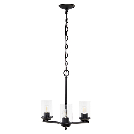 Lalia Home 3 Light Classic Contemporary Glass and Metal Hanging Pendant Chandelier, LHP-3012-RZ