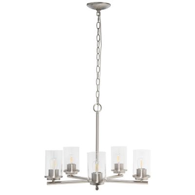 Lalia Home 5 Light Classic Contemporary Glass and Metal Hanging Pendant Chandelier, LHP-3013-BN
