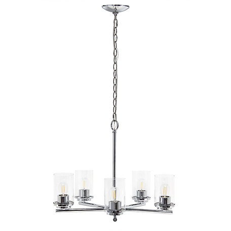 Lalia Home 5 Light Classic Contemporary Glass and Metal Hanging Pendant Chandelier, LHP-3013-CH