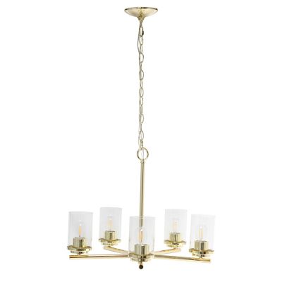 Lalia Home 5 Light Classic Contemporary Glass and Metal Hanging Pendant Chandelier, LHP-3013-GL