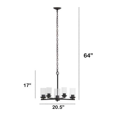 Image showing  5-Light Classic Contemporary Glass and Metal Hanging Pendant Chandelier, Bronze