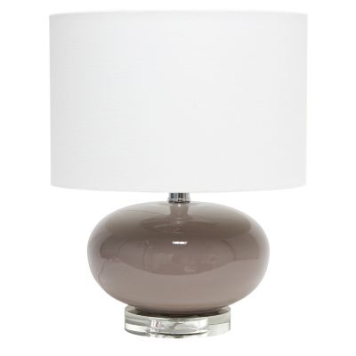 Image showing  Modern Ovaloid Glass Bedside Table Lamp with Fabric Shade, LHT-3005-GY