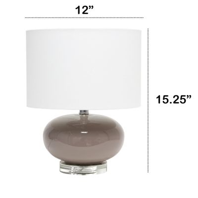 Image showing  Modern Ovaloid Glass Bedside Table Lamp with Fabric Shade, LHT-3005-GY