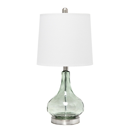 Lalia Home Contemporary Rippled Colored Glass Bedside Desk Table Lamp with White Fabric Shade, LHT-4006-SG