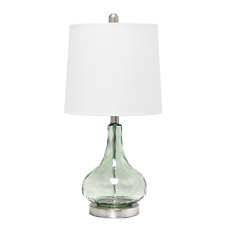 Lalia Home Contemporary Rippled Colored Glass Bedside Desk Table Lamp with White Fabric Shade, LHT-4006-SG
