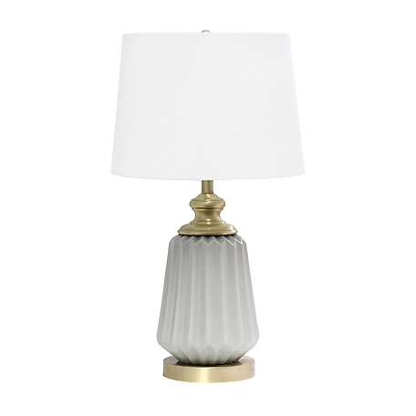Lalia Home Classic Fluted Ceramic & Metal Table Lamp, Fabric Shade, LHT-4007-GY