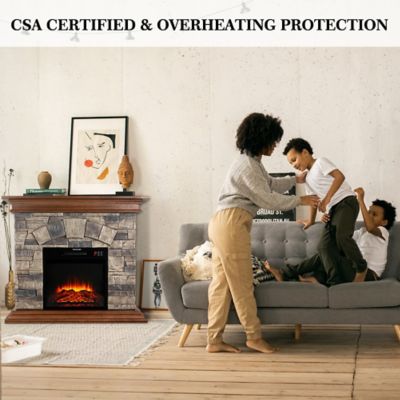 Image showing 5 th thermomate Stone Mantel Package with 18 in. Electric Fireplace Built-in, 40 in., Brown