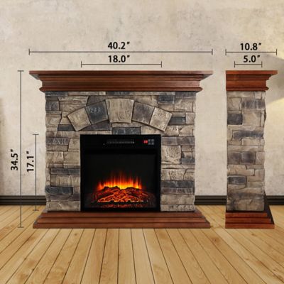 Image showing 8 th thermomate Stone Mantel Package with 18 in. Electric Fireplace Built-in, 40 in., Brown