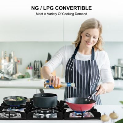 Image showing 5 th thermomate 30 in. Built-in NG/LPG Convertible Gas Cooktop Stainless Steel Total 28,000 BTU with 5 Burners