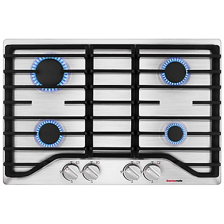 thermomate 30 in. Built-in NG/LPG Convertible Gas Cooktop Stainless Steel Total 41,300 BTU with 4 Burners