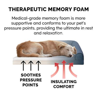 Image showing  Plush Memory Top Deluxe L-Chaise Pet Bed, Almond Print