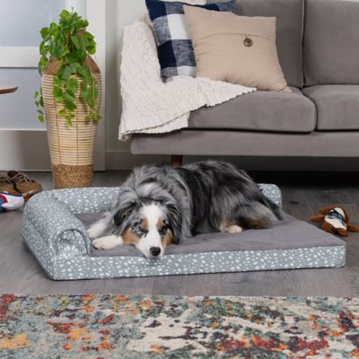Image showing  Plush Cooling Gel Top Deluxe L-Chaise Pet Bed, Almond Print