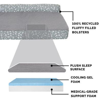 Image showing  Plush Cooling Gel Top Deluxe L-Chaise Pet Bed, Almond Print